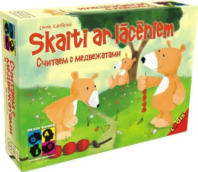 Lojë tavoline Brain Games Count with Bear Cubs, edukative, për numërim, shumëngjyrëshe