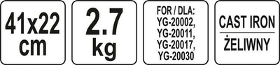 Plakë grili Yato prej gize Cast Iron Plate 41x22, 2 në 1, e zezë