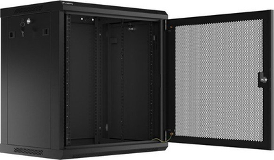 Kabinet muri Lanberg WF01 19", 12U, 600x450 mm, derë e perforuar, i zi