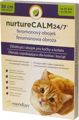 Qafore qetësuese për mace Meridian NurtureCalm 24/7 Feline Pheromone, feromone qetësuese, e bardhë