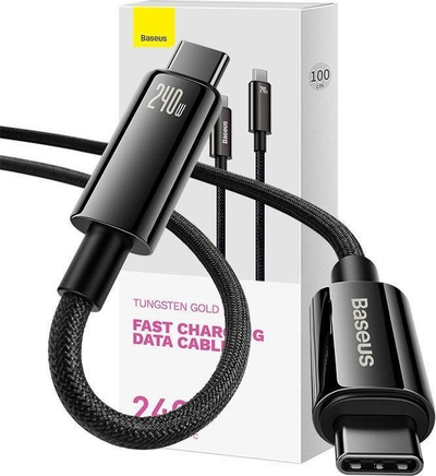 Kabllo USB Baseus CAWJ040001, USB C në USB C, 1 m, 240W, e zezë