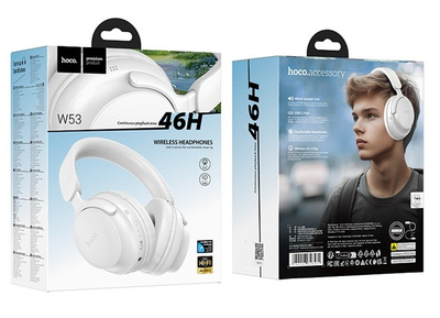 Безжични слушалки Hoco W53, блутут, преку уши, бели