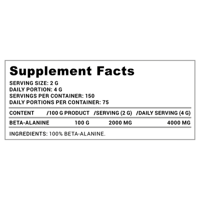 Aminoacid para ushtrimve Lazar Angelov Beta-Alanine, 300 g, pa shije
