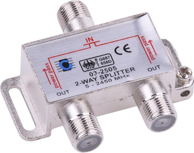 Shpërndarës antene Cabletech ZLA0635, 2 dalje, 5–2450MHz, Power Pass