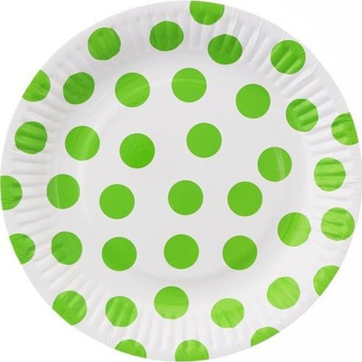 Pjata letre ALBI Light Green Dots, 18cm, set me 6 copë, jeshile e çelët