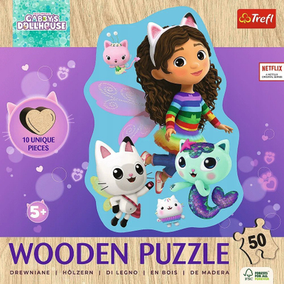Puzzle druri Trefl Junior Gabby's Dollhouse, 50 copa, për kalama 5+