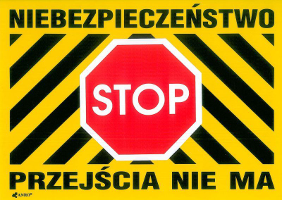 Shenjë paralajmëruese ANRO Danger Stop No Passage, 250x350mm, e bardhë me të kuqe