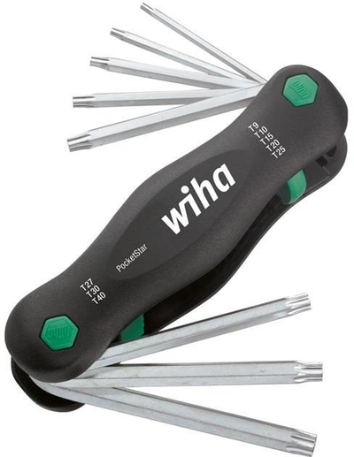 Set çelësa Torx Wiha Pocketstar, 8 copë, palosës, gri