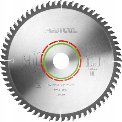 Teh rrethor Festool Special Panel Cutting 225mm, 64 dhëmbë, vrimë 30mm, argjendtë
