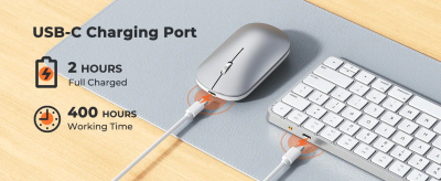 Tastierë Wireless Dual-Mode Meetion C210 (2.4GHz + Bluetooth) për Mac & Windows , White