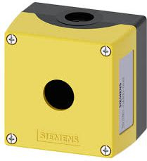 Kasetë komandimi Siemens 3SU1801-0AA00-0AA2, 1 vrimë 22mm, M20, zi verdhë