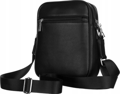 Çantë shpatulle David Jones Messenger, lëkurë ekologjike, për burra, e zezë