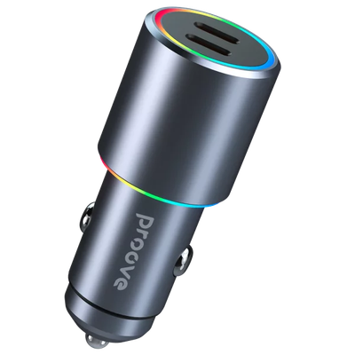 Karikues për makinë Proove Double Energy, 50W, 2×Type-C, metal gri