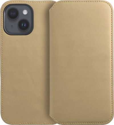 Këllëf flip Futera Dual Pocket për iPhone 16 Pro, me xhepa për karta, ngjyrë gold
