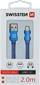 Кабел за податоци Swissten USB A во USB C, 2 m, пренос 3A, црна