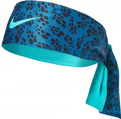 Shirit koke sportiv Nike Dri FIT Reversible Head Tie 3.0, për goca, me print, aqua turquoise