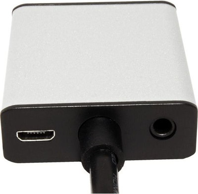 Adaptues video audio VALUE HDMI në VGA, 15 cm, me audio 3.5 mm, argjendtë e zi