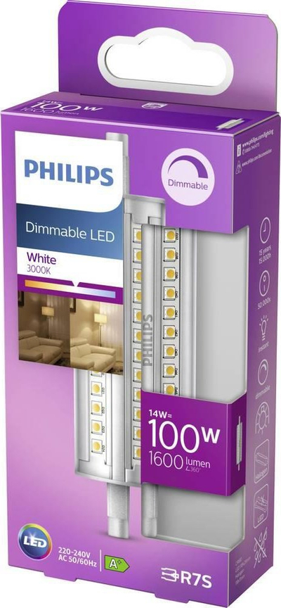 Llambë LED Philips R7S, 14W, 1600lm 3000K, e bardhë e ngrohtë