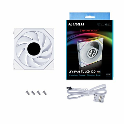 Ventilator kasto kompjuteri Lian Li UNI FAN TL LCD 120, RGB, 120mm, i bardhë