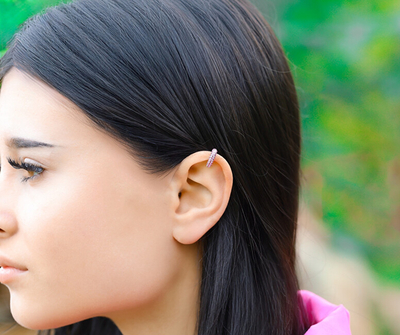 Ear cuff argjendi AGT E164ZF, 925, zirkon rozë, argjendtë