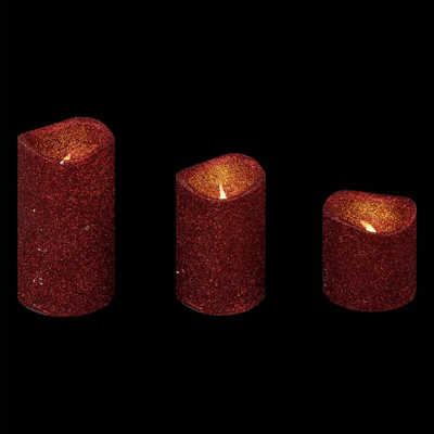 Set qirinjsh LED Feeric Christmas, set 3 copë, me shkëlqim, të kuq