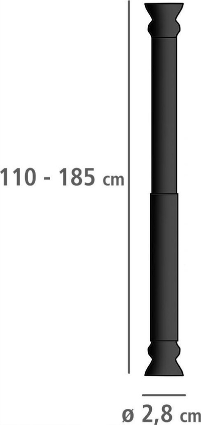 Shufër dushi teleskopike Wenko, 110-185 cm, alumin, e zezë