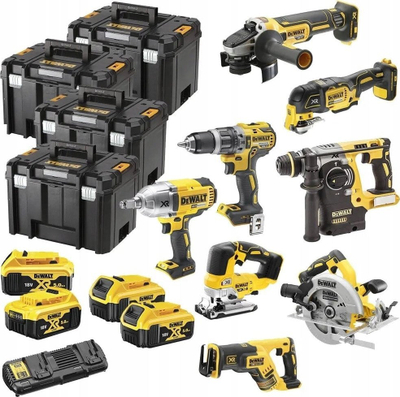 Set veglash me bateri Dewalt DCK865P4T, 18V XR, 4 bateri, i verdhë