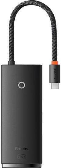 Adapter USB C BASEUS WKQX050001, 6 në 1, HDMI USB 3.0 SD TF, i zi