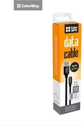 Kабел USB ColorWay CW-CBUL004, USB A во Lightning, 1 m, црн