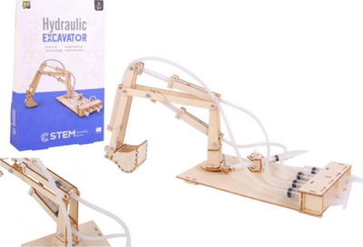Set edukativ Pro Kids Hydraulic Excavator, STEM, eskavator hidraulik druri, natyral
