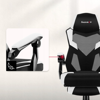 Karrige gaming Huzaro Combat 3.1, mekanizëm FlexiBack, mbështetëse këmbësh, bardh e zezë