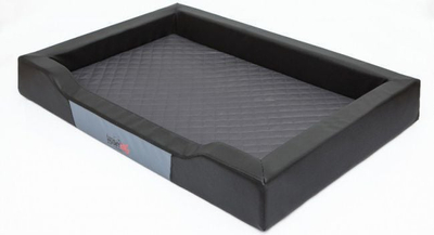 Shtrat për qen Hobbydog Deluxe, XXL, eko lëkurë dhe codura, zi me grafit
