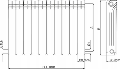 Radiator alumini Wulkan 500 Italy Diamond, 10 elemente, 1700W, i bardhë