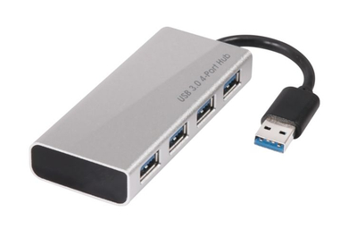 USB разделник Клуб3Д УСБ 3.0, 4 порти, со адаптер за напојување, сребрена боја