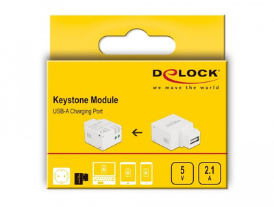 Adapter karikues Delock 87791, 10.5W, 2.1A USB, i bardhë