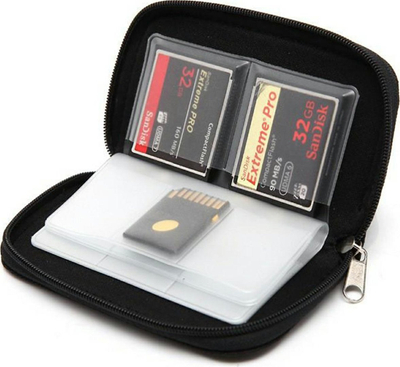 Organizues për karta memorie Memory Card Organizer Case, 22 xhepa, mbyllje me zinxhir, i zi