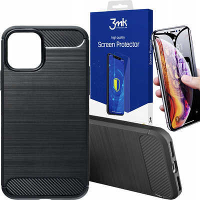 Kapak mbrojtës Xiaomi 11T / 11T Pro Carbon Case, gomë e fortë, kënde të forcuara, i zi