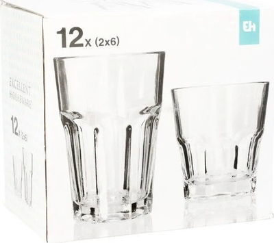 Set gotash për pije, 12 copë, 250ml dhe 360ml, transparente