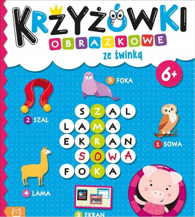 Libër fjalëkryqesh Picture Crosswords with Little Pig, 24 fjalëkryqe me figura, mosha 6+