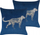 Set jastëkësh dekor MARULA, 2 copë, kadife, 45 x 45 cm, blu navy