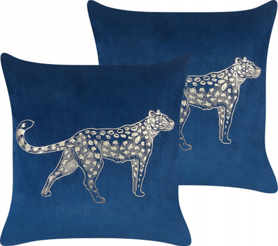 Set jastëkësh dekor MARULA, 2 copë, kadife, 45 x 45 cm, blu navy