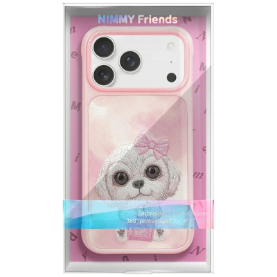 Kapak telefoni Nimmy Big Eyed Pet 2.0 Dog për iPhone 17, me qenush, rozë