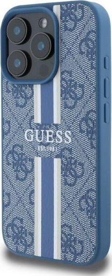 Mbulesë telefoni Guess 4G Stripe, MagSafe, për iPhone 16 Pro Max, blu