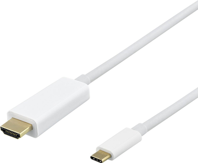 Kabllo video Deltaco USB C në HDMI 2.0, 3m, 4K UHD, e bardhë