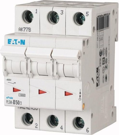  Ndërprerës Eaton 3P C, 50 A, 10 kA AC