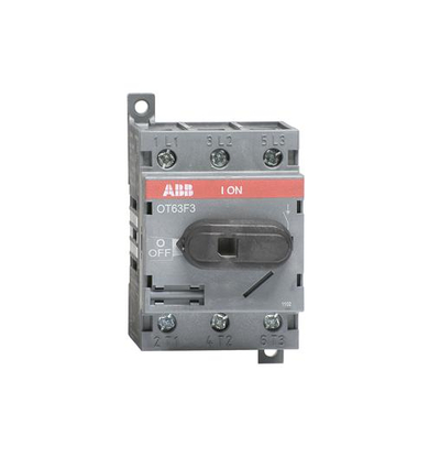 ABB Прекинувач-исклучувач OT63F3, 3-полен, предно управуван, за монтажа на DIN-шина