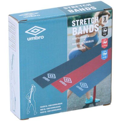 Shirita elastikë fitness Umbro Stretching Bands, set me 3 copë, me rezistencë në nivele të ndryshme, shumëngjyrësh