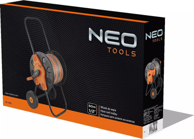 Колица за црево за вода Neo Garden 15-793, капацитет 60 m црево 1/2", пластична