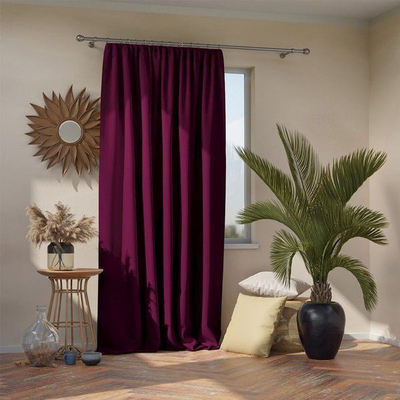Perde blackout AmeliaHome Pleat, 140x270 cm, poliester, vjollcë e errët
