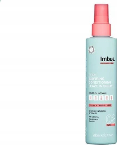 Sprej flokësh Imbue Curl Inspiring Leave In, balsam pa shpëlarje, vegan, 200ml